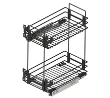 Бутылочница Квадро в модуль 300 мм, направляющие GTV с доводчиком, черный